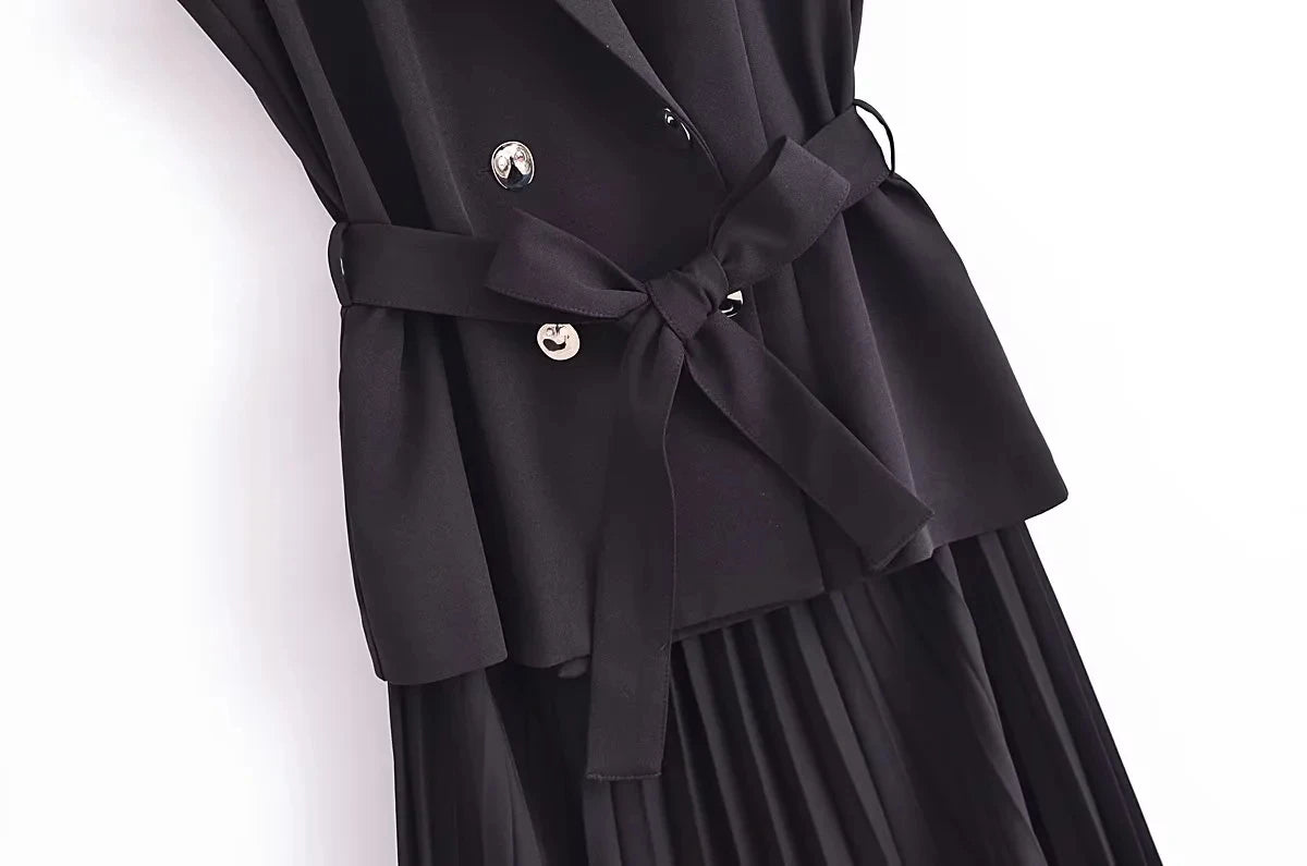 PLEATED VEST LONG DRESS - SOMIHAE