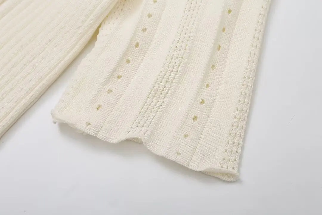 BEIGE KNITTED PATCHWORK MIDI DRESS - SOMIHAE