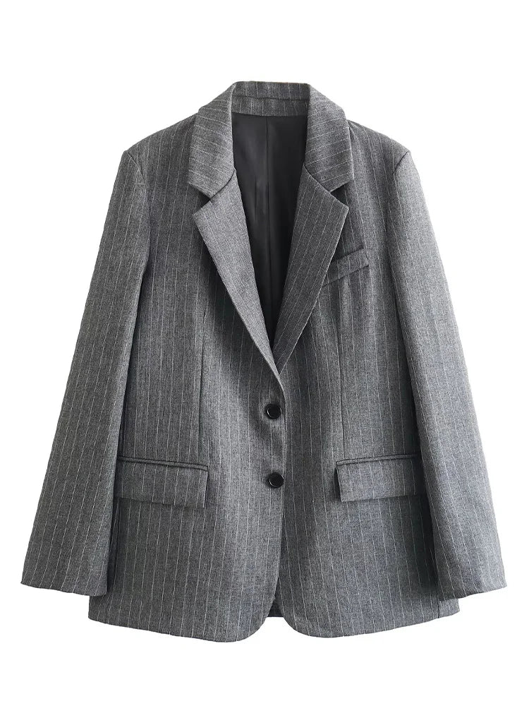 STRIPED SINGLE BREASTED BLAZER - SOMIHAE