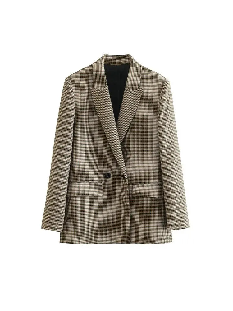 DOUBLE BREASTED HOUNDSTOOTH BLAZER - SOMIHAE