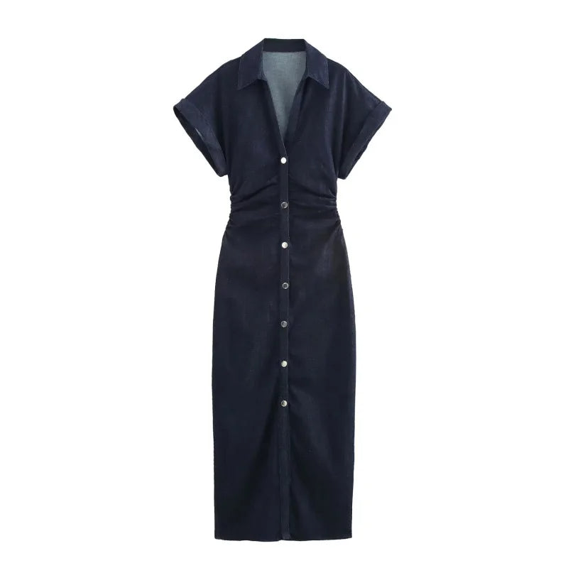 MIDI DENIM DRESS - SOMIHAE