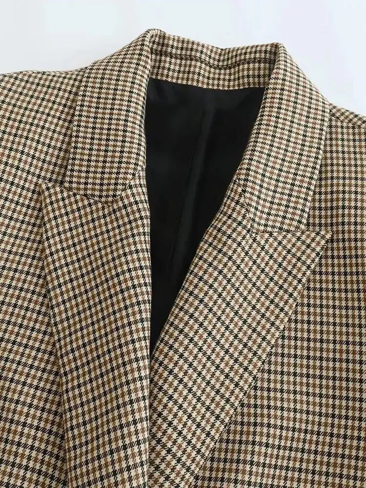 DOUBLE BREASTED HOUNDSTOOTH BLAZER - SOMIHAE