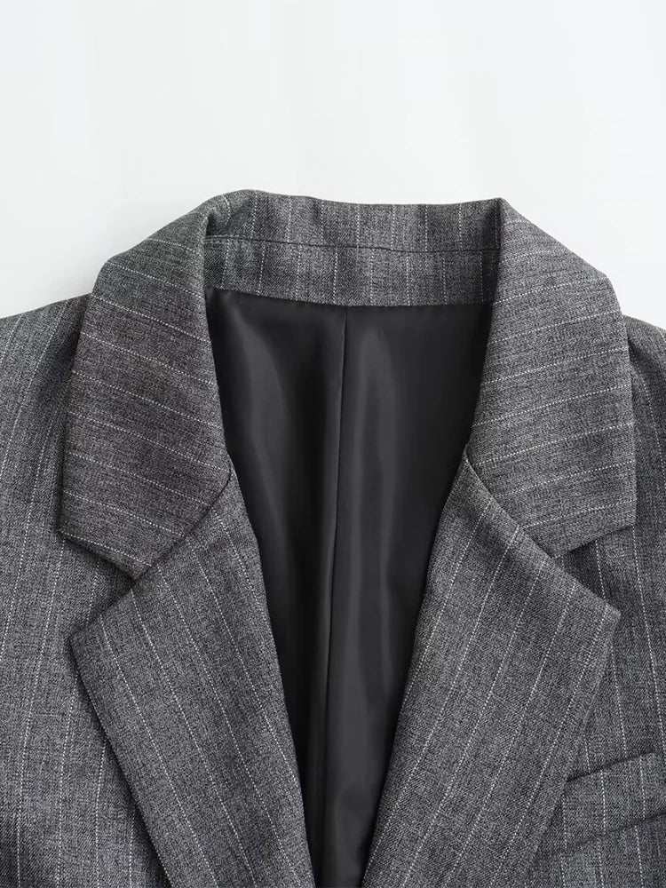 STRIPED SINGLE BREASTED BLAZER - SOMIHAE