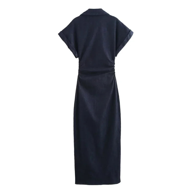 MIDI DENIM DRESS - SOMIHAE