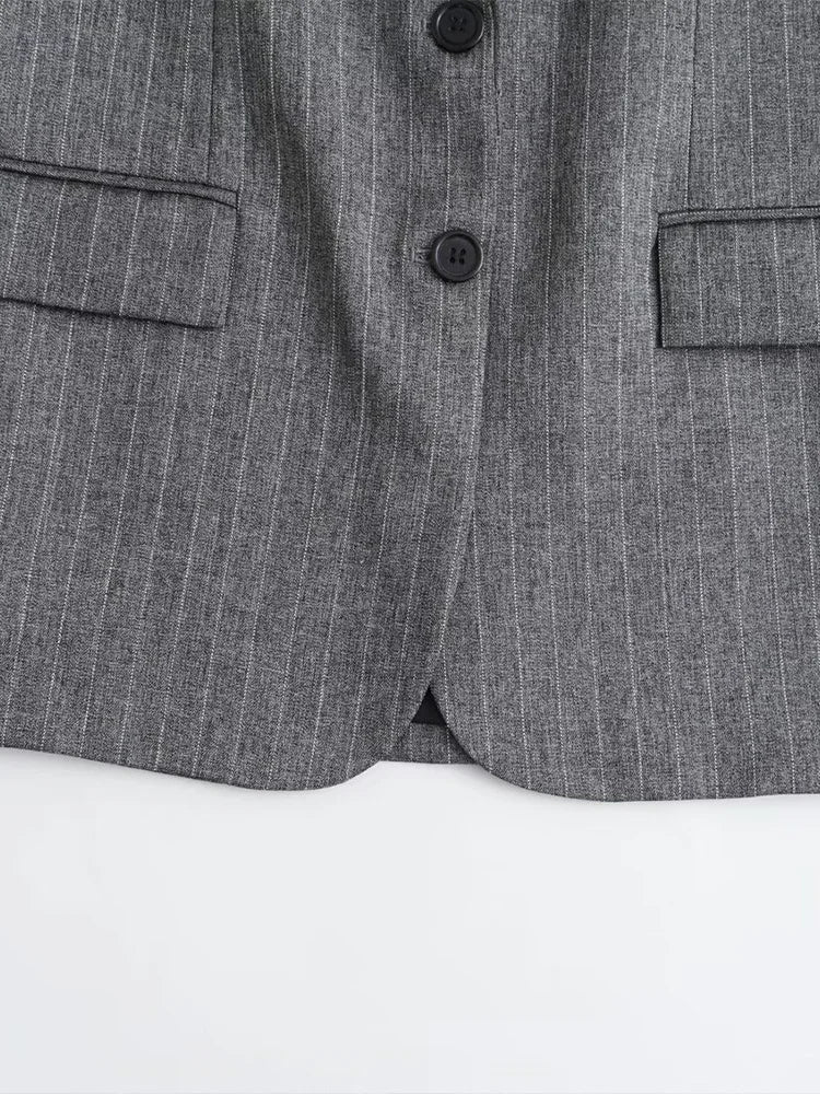 STRIPED SINGLE BREASTED BLAZER - SOMIHAE