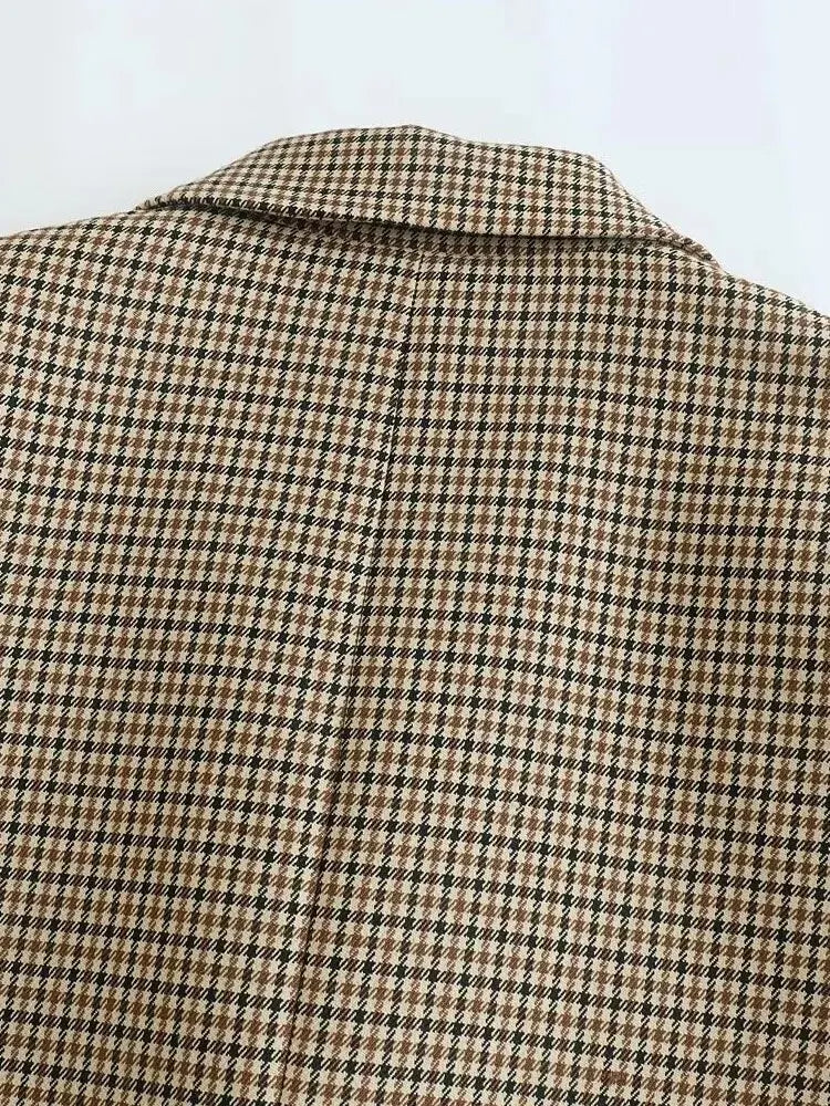 DOUBLE BREASTED HOUNDSTOOTH BLAZER - SOMIHAE