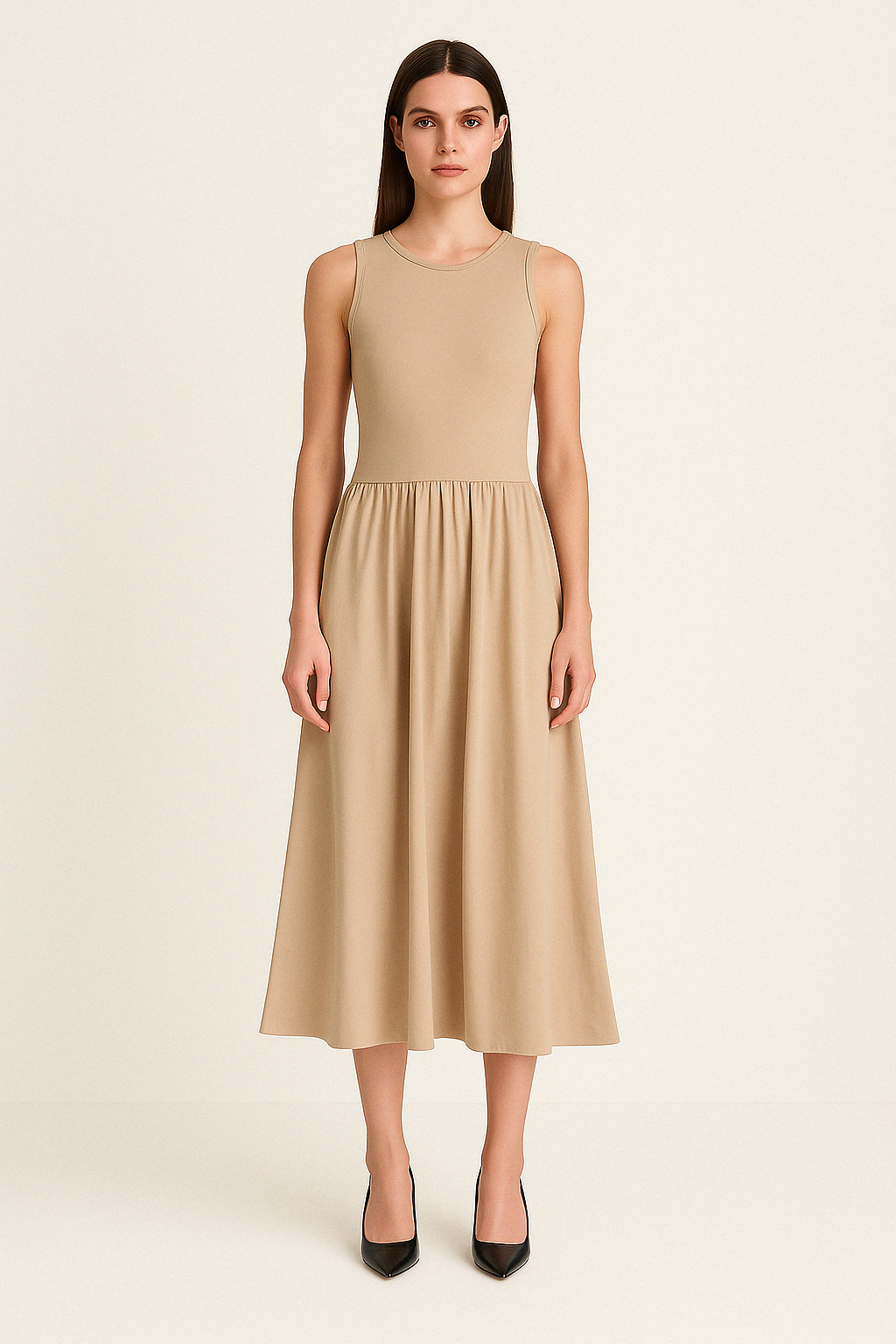 CHIC CREW NECK LONG DRESS - SOMIHAE