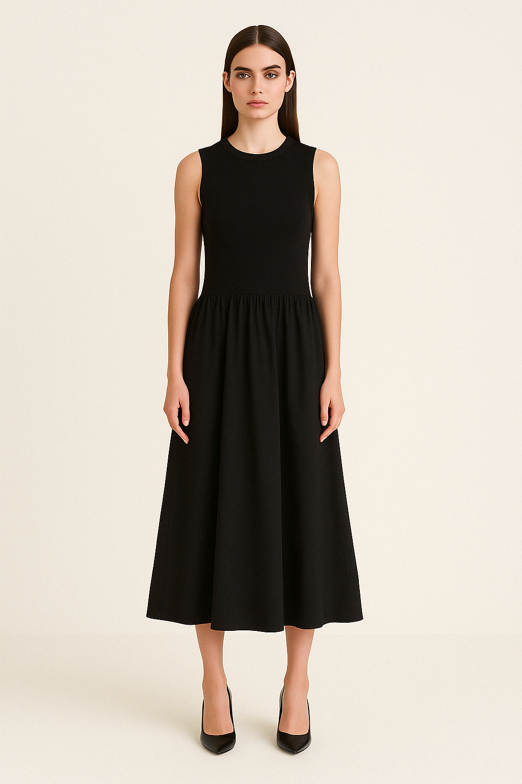 CHIC CREW NECK LONG DRESS - SOMIHAE
