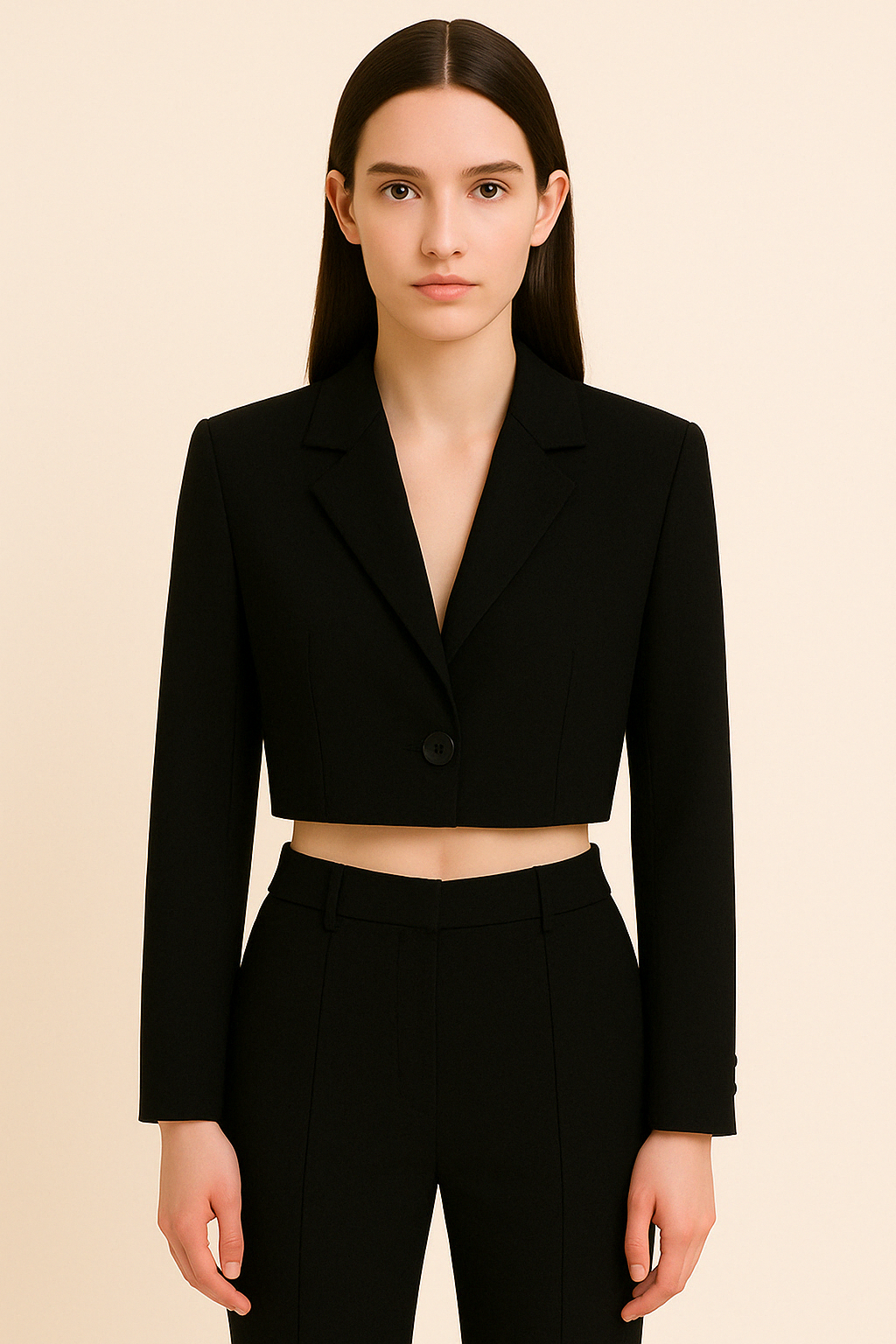 CROPPED SINGLE BUTTON BLAZER - SOMIHAE