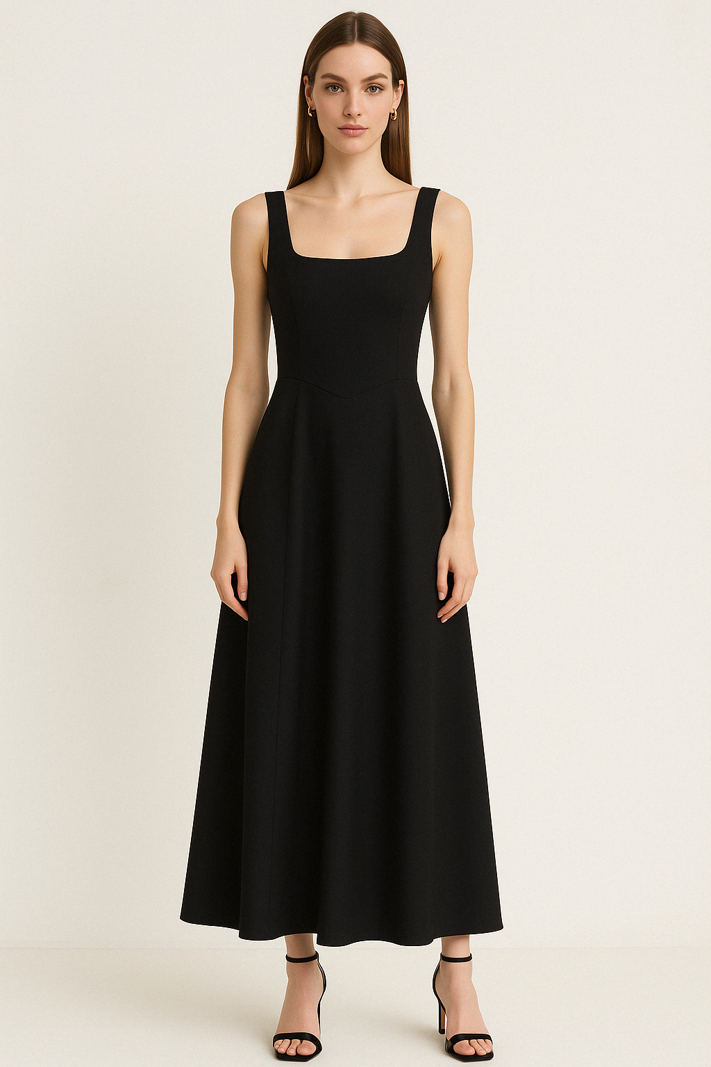 A-LINE SLEEVELESS MIDI DRESS - SOMIHAE