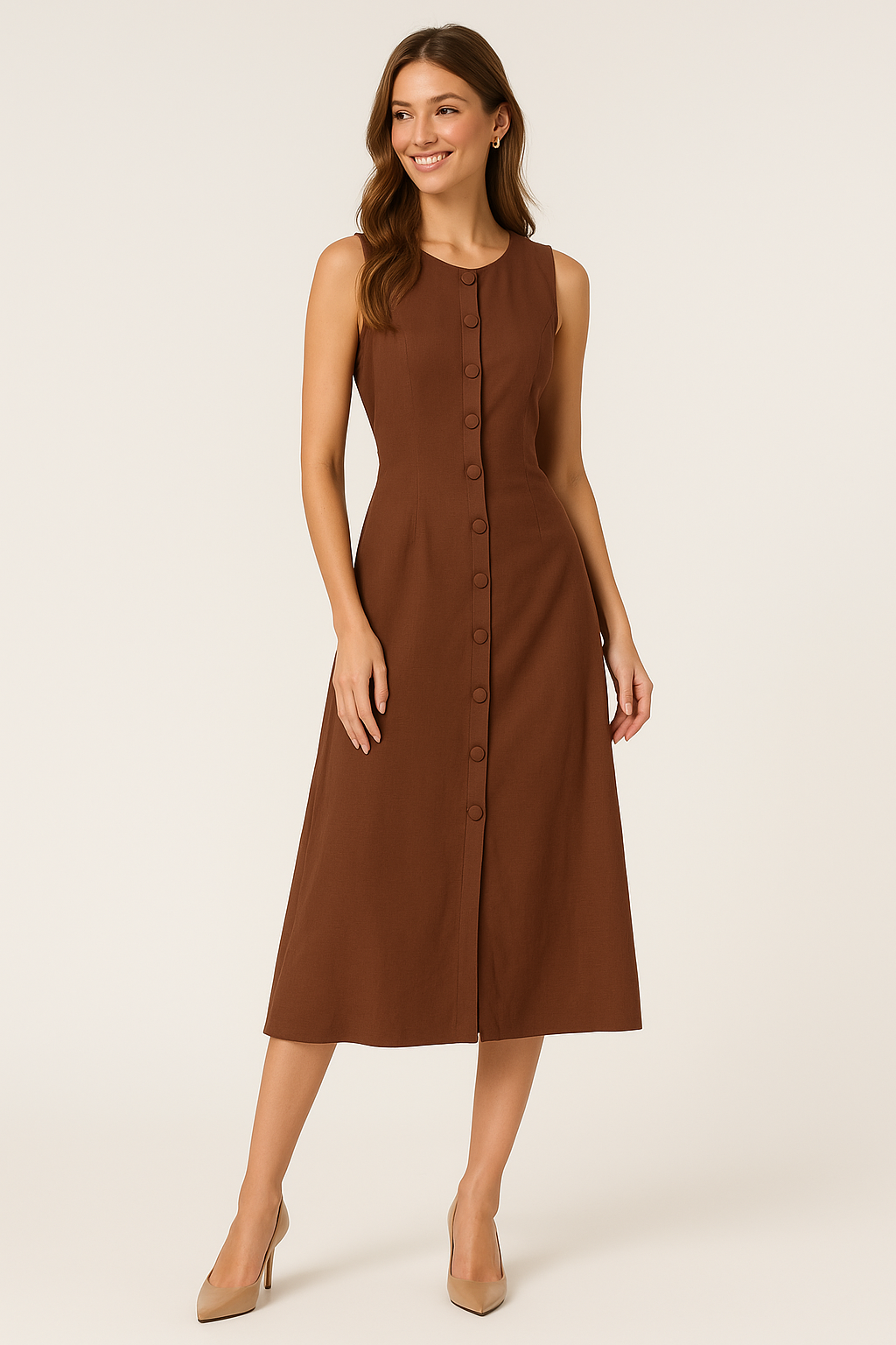 O-NECK A-LINE LONG DRESS - SOMIHAE