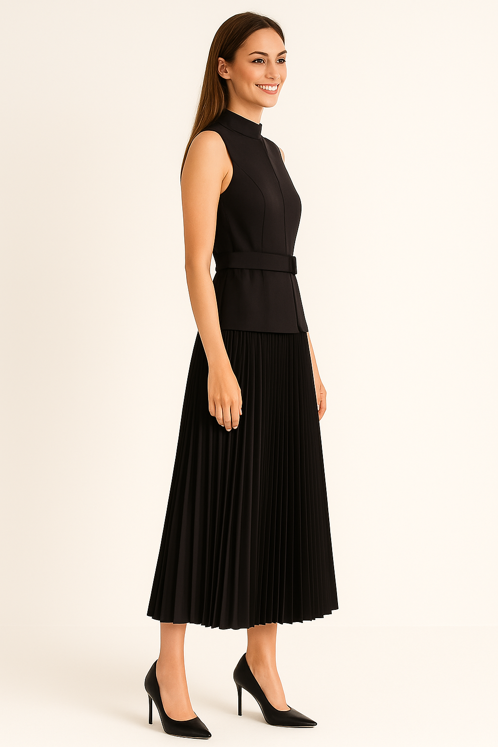 PLEATED VEST LONG DRESS - SOMIHAE
