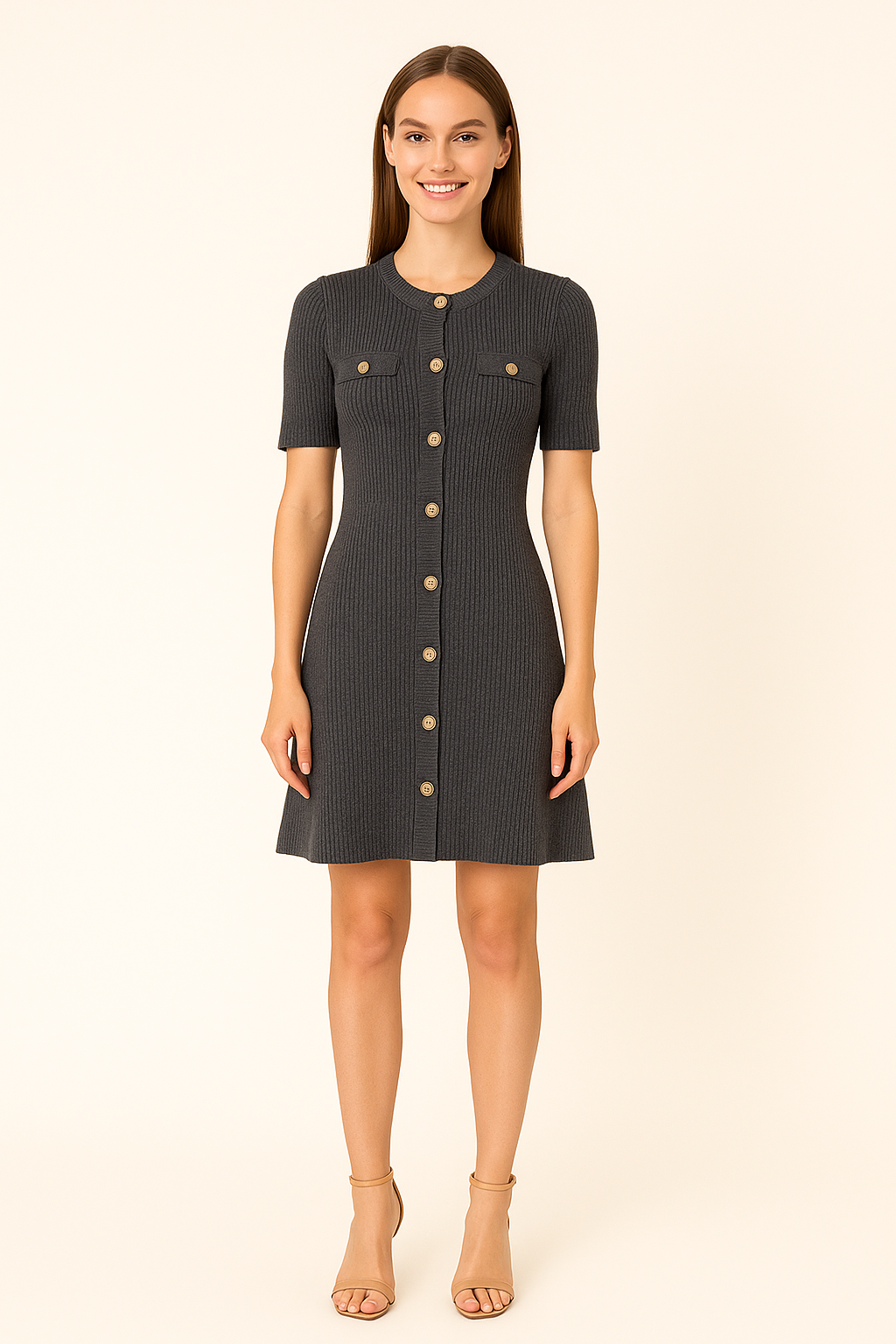 SHORT SLEEVE RIBBED MINI DRESS - SOMIHAE