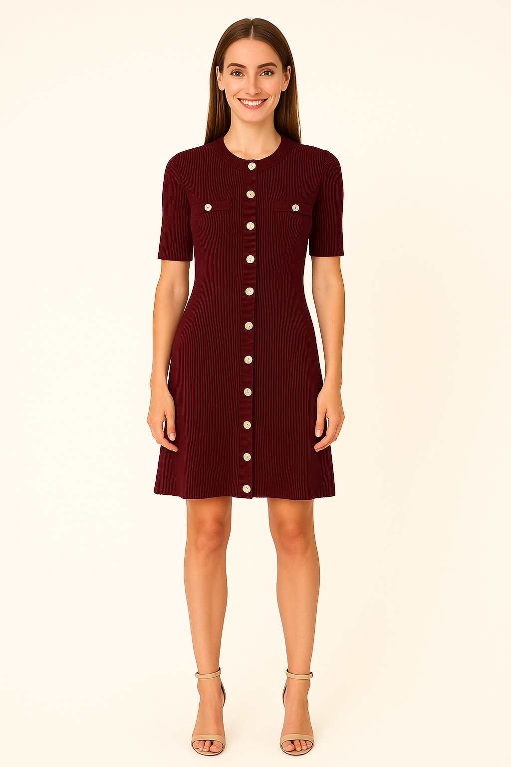 SHORT SLEEVE RIBBED MINI DRESS - SOMIHAE