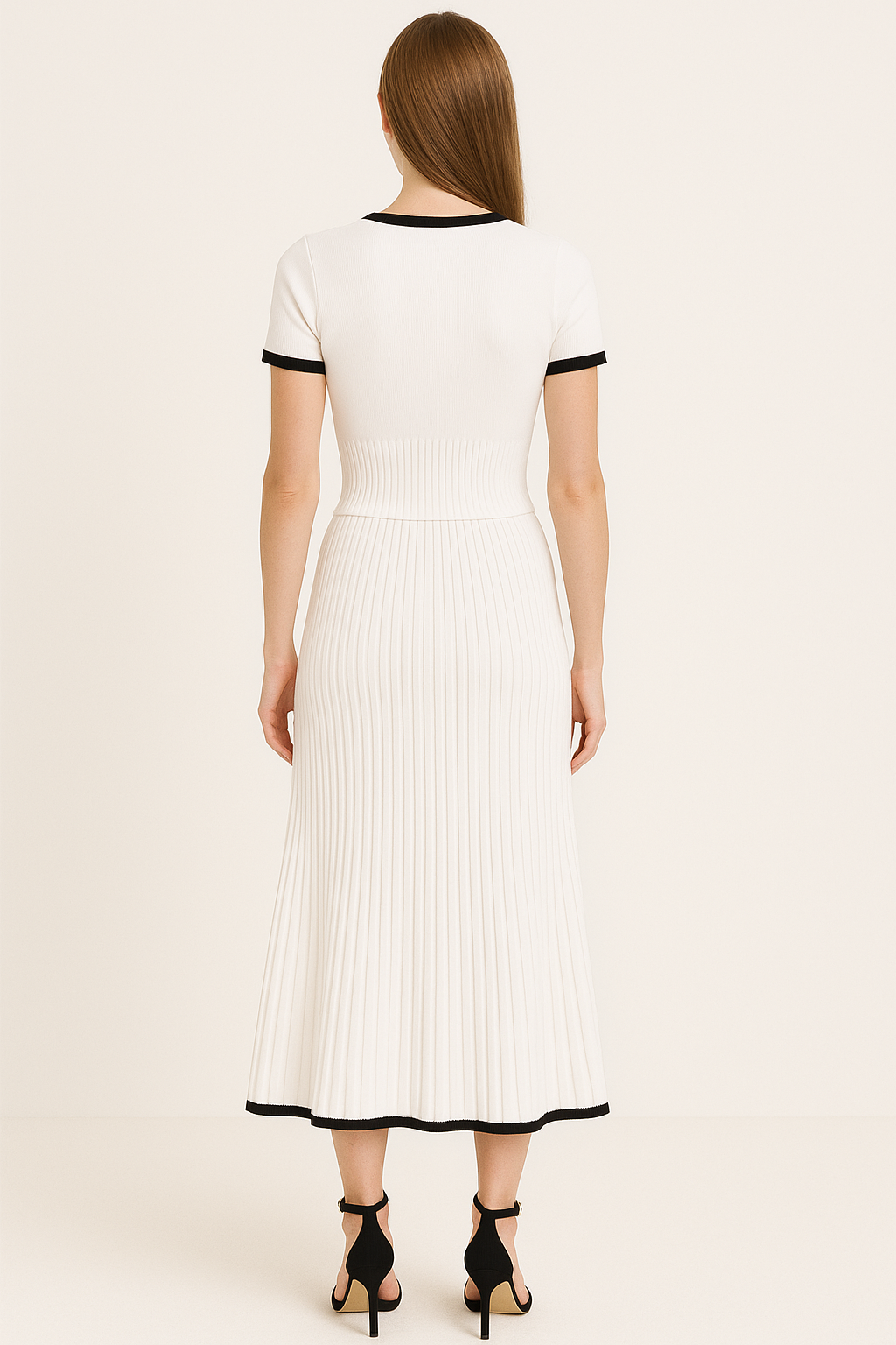 V-NECK TRIM SWEATER SKIRT SET - SOMIHAE