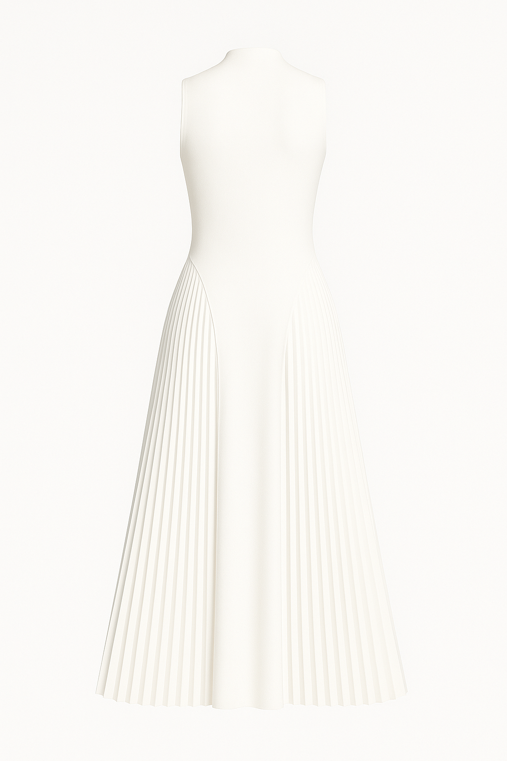 PLEADED ROUND NECK LONG DRESS - SOMIHAE