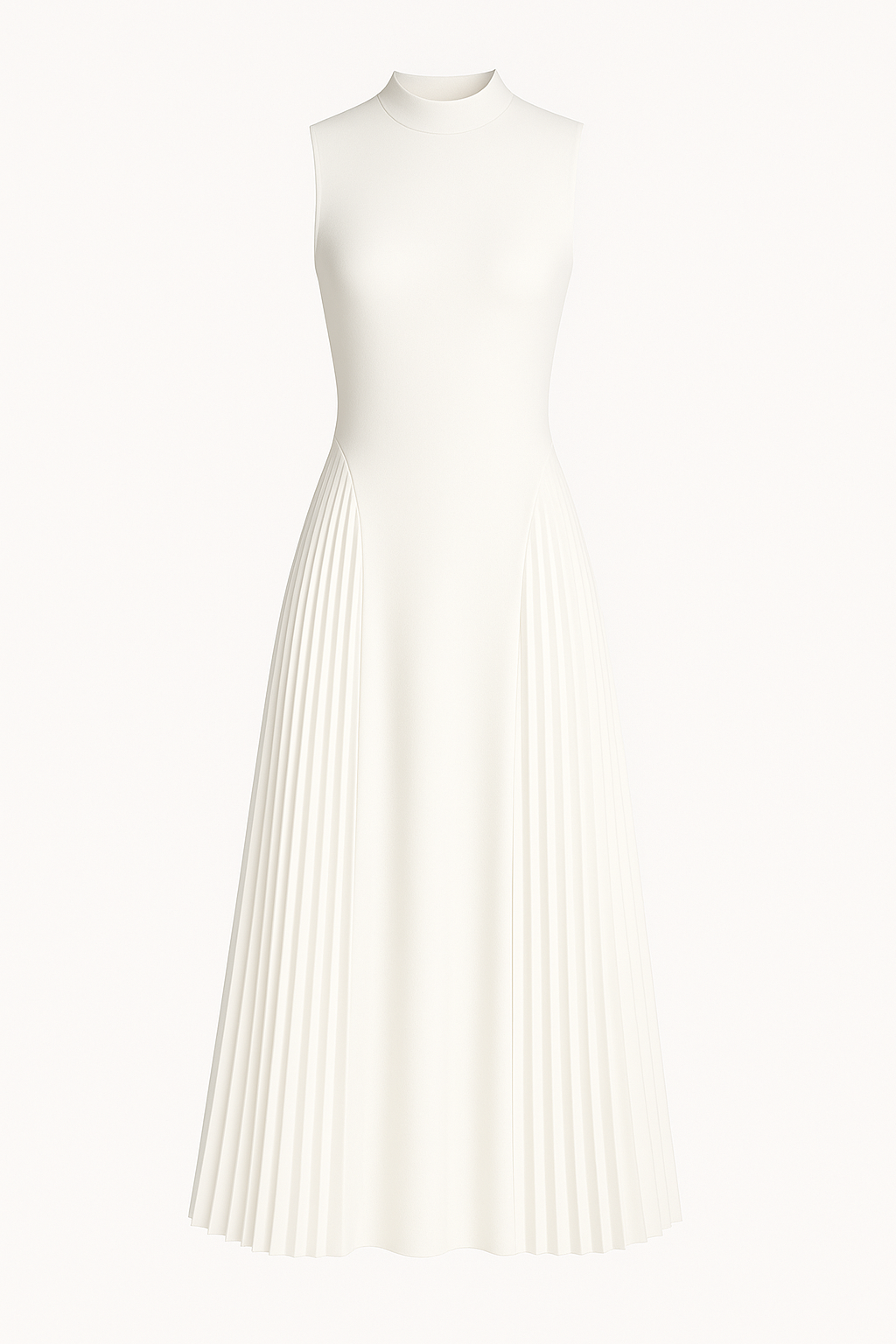 PLEADED ROUND NECK LONG DRESS - SOMIHAE