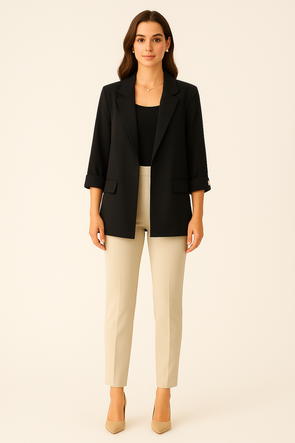 OPEN BLAZER WITH TURN-UP SLEEVES - SOMIHAE