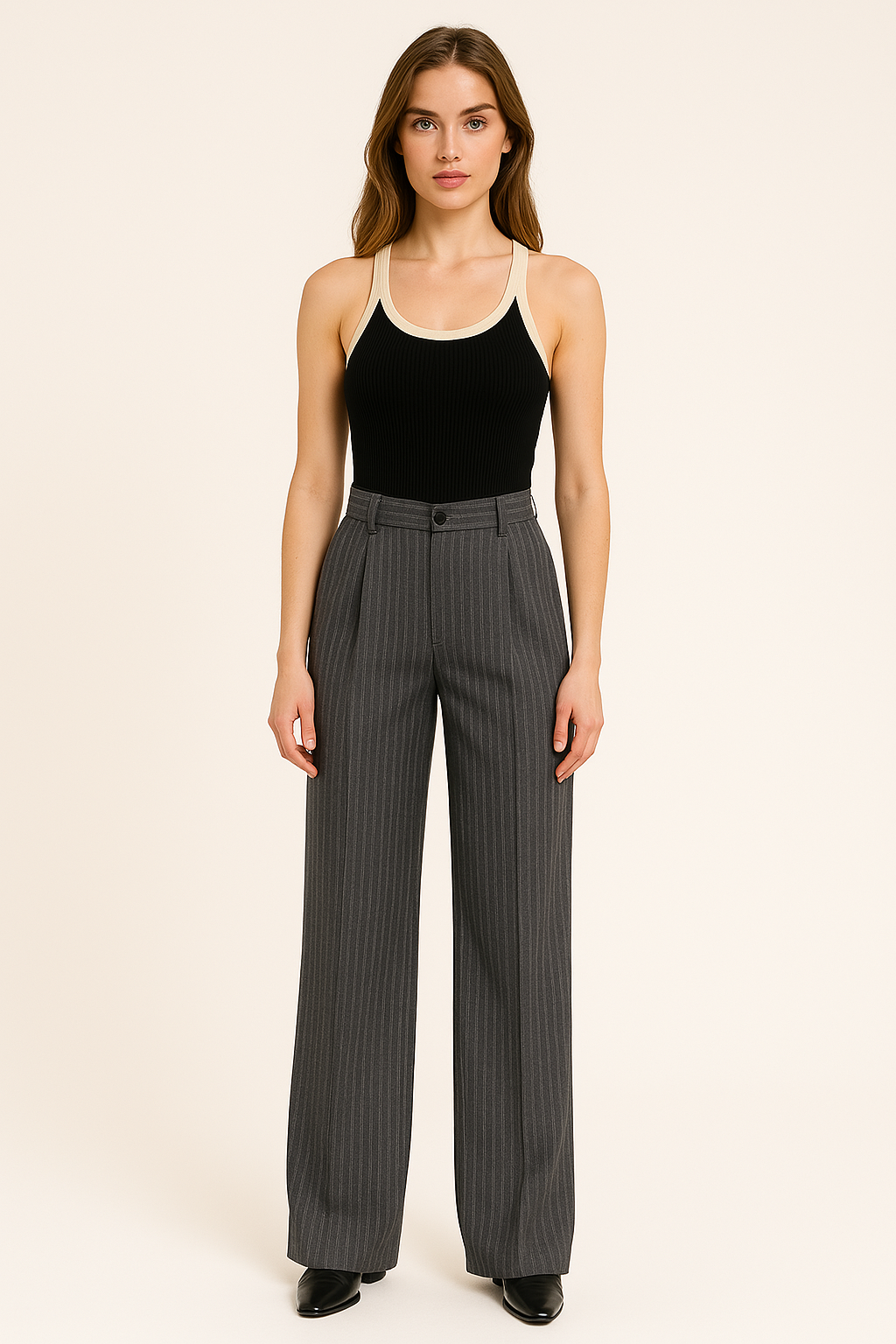 HIGH WAIST WIDE LEG SUIT PANTS - SOMIHAE