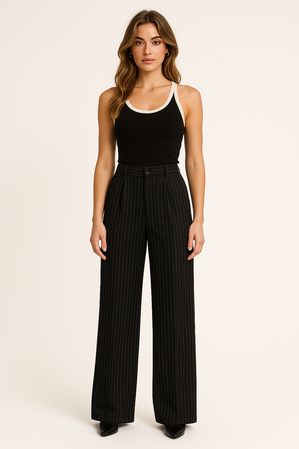 HIGH WAIST WIDE LEG SUIT PANTS - SOMIHAE