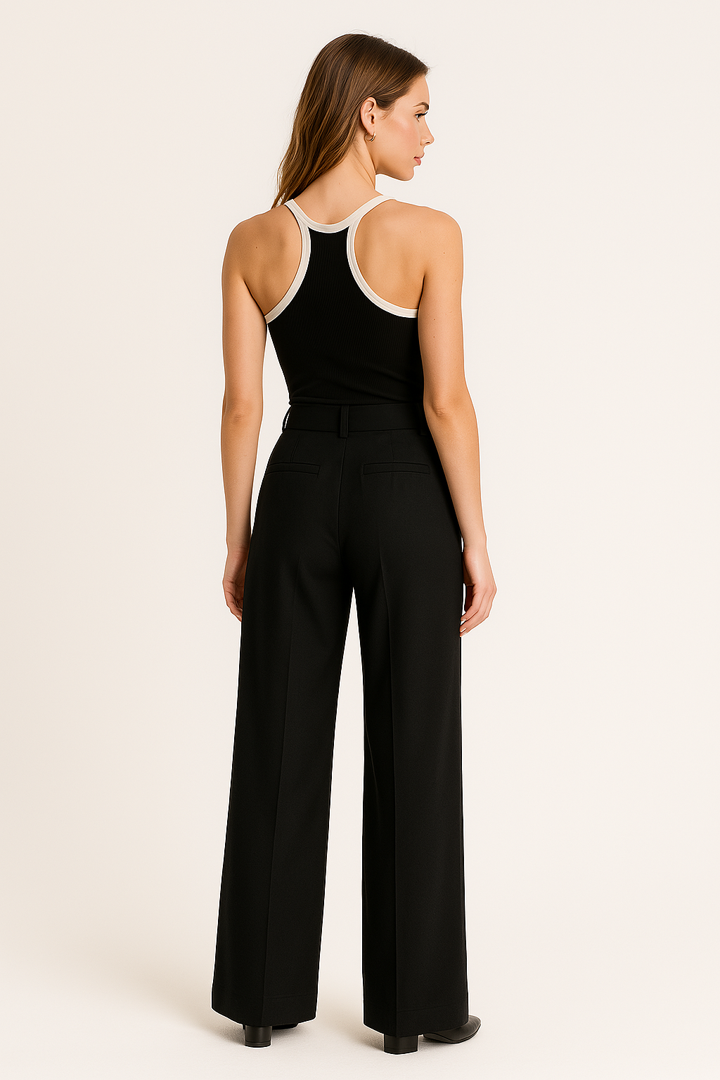 HIGH WAIST WIDE LEG SUIT PANTS - SOMIHAE