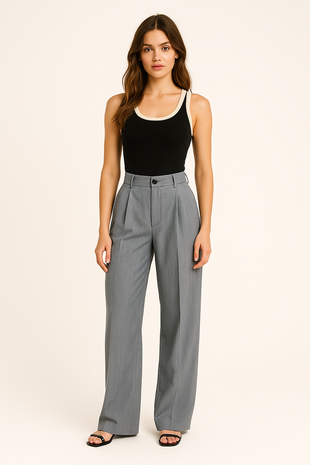 HIGH WAIST WIDE LEG SUIT PANTS - SOMIHAE