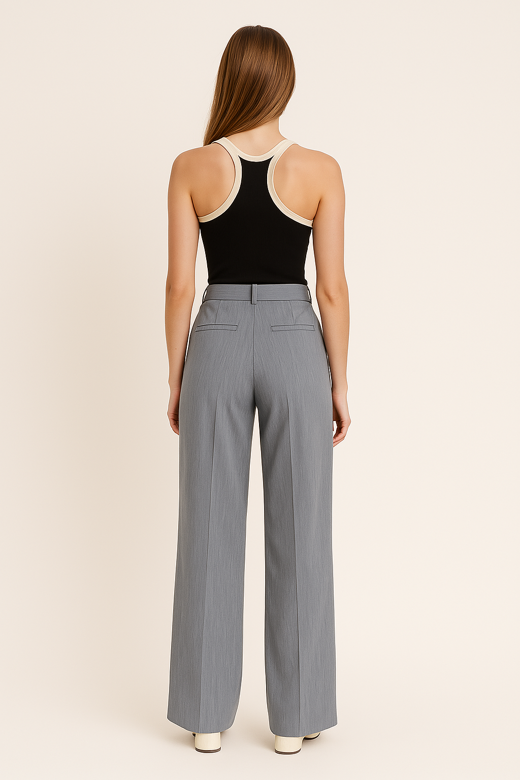 HIGH WAIST WIDE LEG SUIT PANTS - SOMIHAE