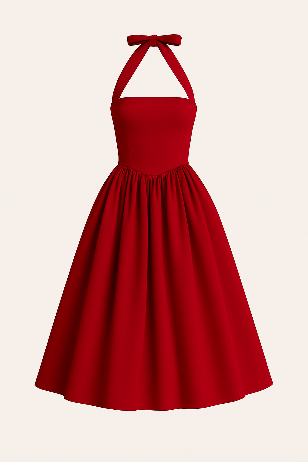 SOLID PLEATED A-LINE HALTER DRESS - SOMIHAE