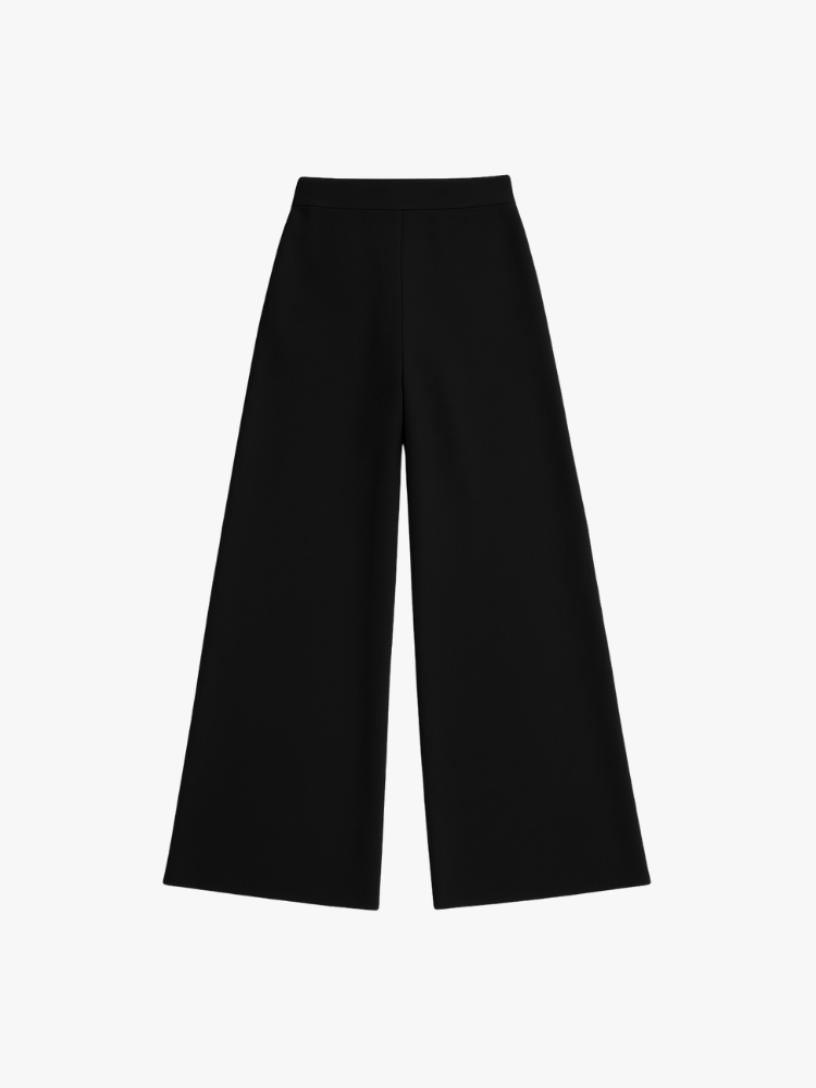 PLAIN HIGH WAIST WIDE LEG TROUSERS - SOMIHAE